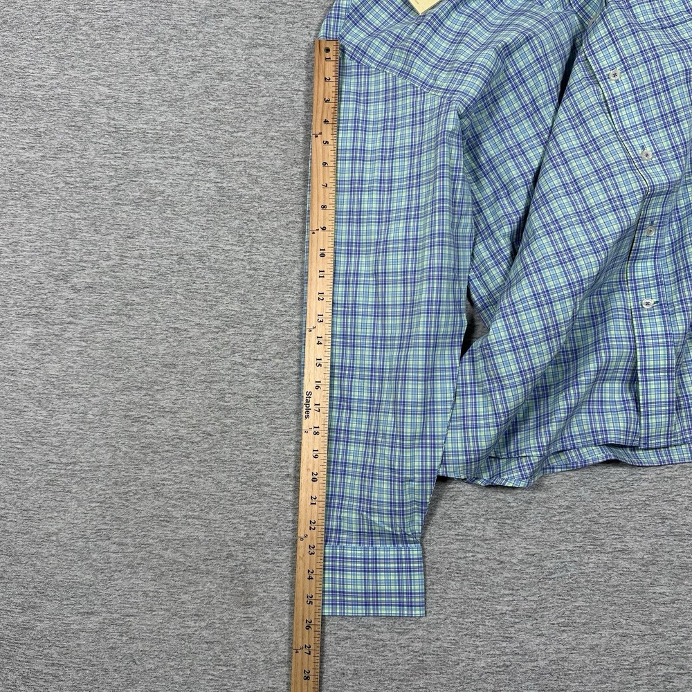 Donald Ross Shirt Mens Large Mint Plaid Long Sleeve Button Down City Preppy NEW - Picture 6 of 10